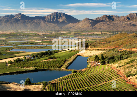 Vista della Valle di Ceres all'alba Ceres Western Cape Province Sud Africa Foto Stock