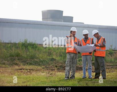 Lavoratori sul sito in costruzione Johannesburg Gauteng Provincia Sud Africa Foto Stock