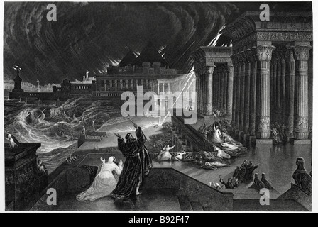 La settima piaga di Egitto John Martin la Bibbia 1823 mezzatinta Foto Stock