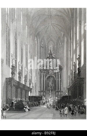 La Chiesa di San Paolo gotico di Anversa in Belgio il marmo scultura in legno David Roberts Foto Stock