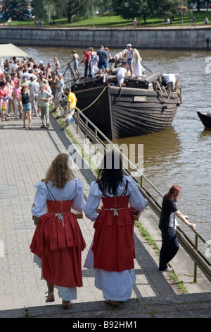 Hanseatic Vela Jõmmu Chiatta sul fiume Emajõgi, Tartu Hanseatic Days 2008, Estonia, Europa Foto Stock