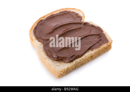 Nocciola e Cioccolato da spalmare su una fetta di pane Foto Stock