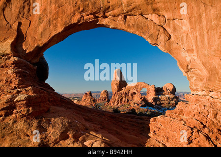 La torretta Arch come visto attraverso la finestra del Nord Foto Stock