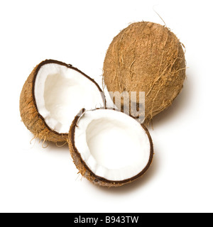 Noci di cocco isolato su un bianco di sfondo per studio Foto Stock