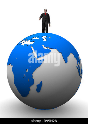 uomo e globo Foto Stock