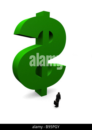 L uomo e il simbolo del dollaro Foto Stock