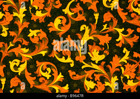 Carta antica con motivo floreale - XVIII secolo Foto Stock