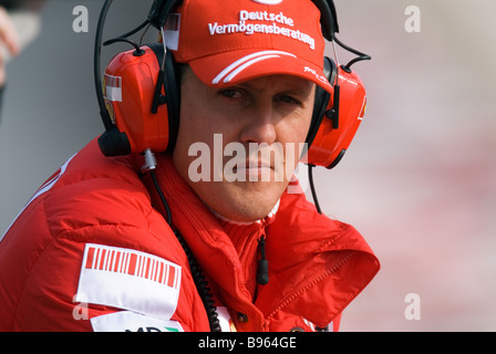 Michael Schumacher GER Ferrari durante la Formula 1 sessioni di prove sul Circuito de Catalunya vicino a Barcellona nel marzo 2009 Foto Stock