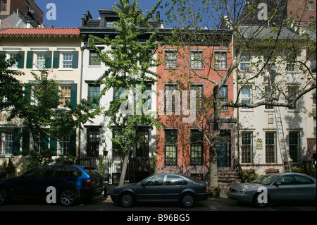 Case di riga noto come blocco bella East 19th Street Gramercy Park Historic District di New York City Foto Stock