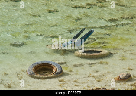 Volare il ribaltamento in disuso di una cava di pietra Foto Stock