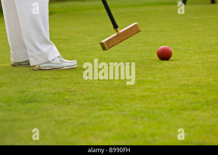 Giocano a croquet Foto Stock
