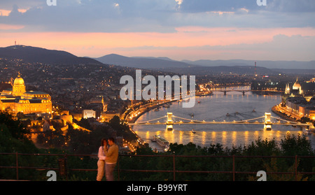 La vista dal monte Gellert, Budapest, Ungheria Foto Stock