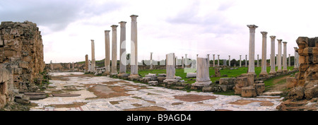 Romano storico archeologico antiche rovine, salumi e la parte settentrionale di Cipro Foto Stock