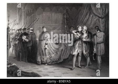 La contesa del wolsey e buckingham re hery VIII la famosa storia della vita di Re Enrico VIII è una storia di gioco Foto Stock