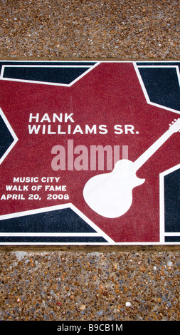 Music City Walk of Fame Hank Williams Suor Stella lastricato Nashville Tennessee USA Foto Stock