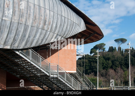 Dettaglio del cavo del tetto della sala, sala concerti nel Parco della Musica progettato dall'architetto Renzo Piano Foto Stock