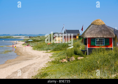 Cabine sulla spiaggia, Marstal AErø isola di Funen in Danimarca Foto Stock