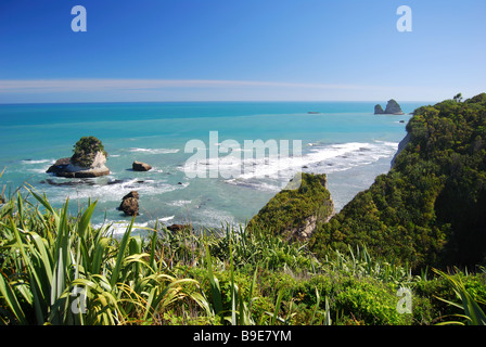 Rocce Motukiekie, vicino a Greymouth, Grigio District, West Coast, Nuova Zelanda Foto Stock