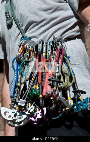 Scalatore con rack, Eldorado Canyon State Park, Eldorado Springs, Colorado. Foto Stock