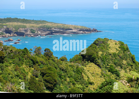 Vista costiera, Paparoa National Park, West Coast, Isola del Sud, Nuova Zelanda Foto Stock