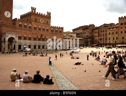 Piazza del Campo a Siena, Italia Foto Stock