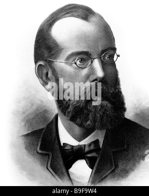 HEINRICH ROBERT KOCH medico tedesco (1843 al 1910) visto qui nel 1887. Ha scoperto il bacillo responsabile della tubercolosi Foto Stock