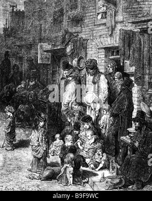 Baraccopoli di Londra nel 1872 nella zona di Whitechapel Foto Stock