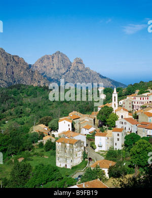 Evisa vicino a Porto, Corse du Sud, Corsica, Francia. Foto Stock