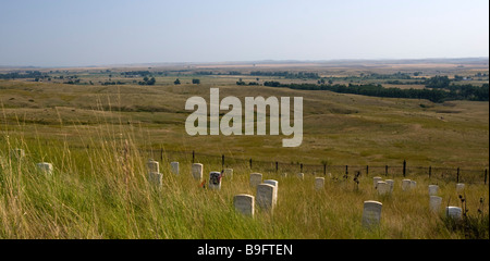 Vista di Little Bighorn Battlefield vicino Crow Agency Montana USA Foto Stock