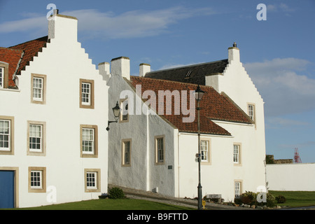 Case bianche al Pan Ha' Dysart Fife Scozia Scotland Foto Stock