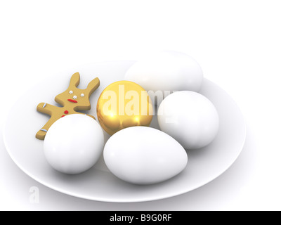 Le uova di pasqua sulla piastra 3d Foto Stock