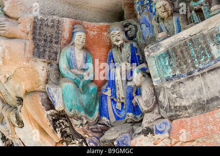 Dazu Rock Carving Grottoe Baodingshan n. 15 grotta Chongqing Cina Asia UNESCO Patrimonio Mondiale del buddismo statua del Buddha arte 3 Foto Stock