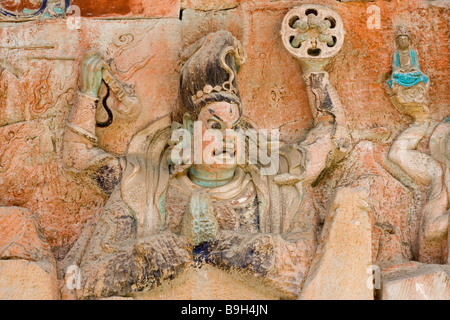 Dazu Rock Carving Grottoe Baodingshan n. 22 grotta Chongqing Cina Asia UNESCO Patrimonio Mondiale del buddismo statua del Buddha arte Foto Stock