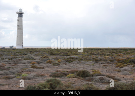 Faro di Morro Jable penisola Jandia Playa, Fuerteventura, Isole Canarie, Spagna, Europa Foto Stock