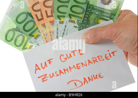 Delle banconote in euro, Tedesco nota, simbolico per corruzione Foto Stock
