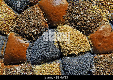 Diversi tipi di pane in una focaccia Foto Stock