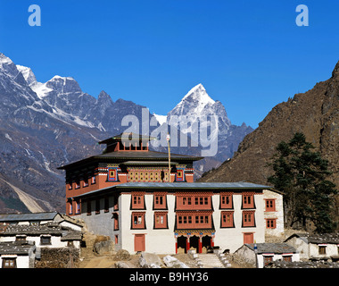 Monastero di Tengboche, sul retro il monte Ama Dablam, 6856 metri, Khumbu, Himalaya, Nepal, Sud Asia Foto Stock