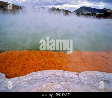 Pool di Champagne, hot springs, area geotermale Waiotapu, Rotorua, Isola del nord, Nuova Zelanda Foto Stock