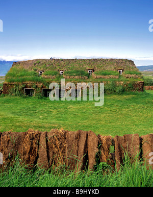 Sod case, case di tappeto erboso, museo, Laufas, Islanda Foto Stock