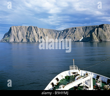 Rocce Nordkapp, Kinarodden, altopiano di ardesia, Isola Mageroya, Norvegia Foto Stock