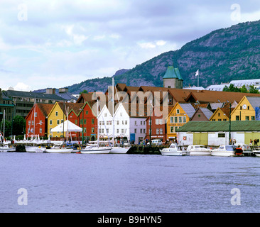 Case nel quartiere del porto di Bergen, Norvegia Foto Stock