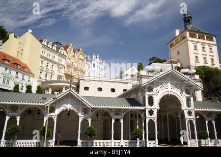 TrNí kolonáda, mercato colonnato, Karlovy Vary, Karlsbad, Boemia occidentale, Repubblica Ceca, Europa Foto Stock