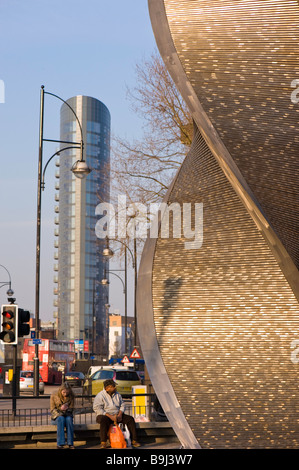 Moderna Torre dell Orologio a Stratford E15 London Regno Unito Foto Stock