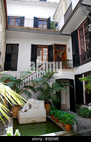 Cortile interno, Patio, museo Casa J. Torrents Lladó, un museo in un ex palazzo di città, centro storico della città di La Portella, Ci Foto Stock