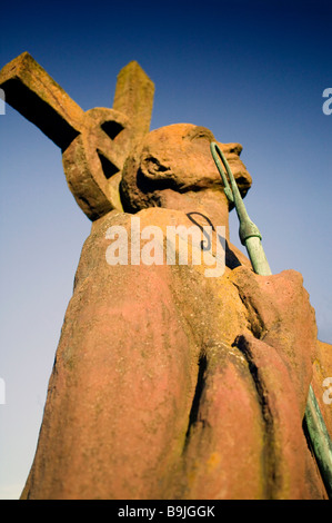 St Aidens statua, Isola Santa Foto Stock