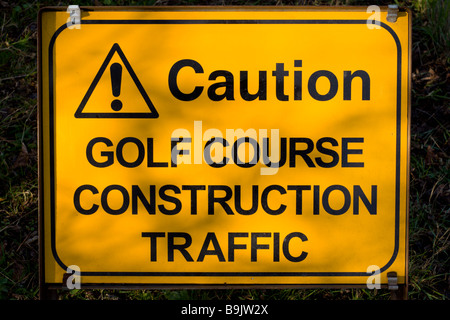 La costruzione di campi da golf firmare Foto Stock