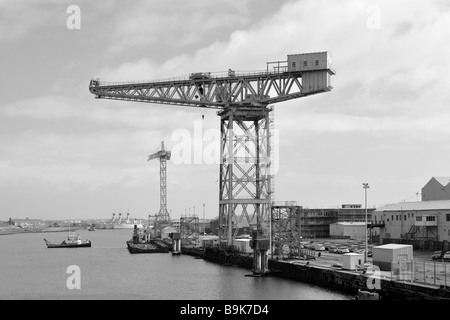 Una gru a Buccleuch Dock. Barrow-in-Furness, Cumbria, England, Regno Unito, Europa. Foto Stock