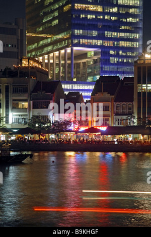 Club e ristoranti in Boat Quay district, Singapore Foto Stock