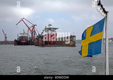 Le navi in un porto, Göteborg, Svezia Foto Stock