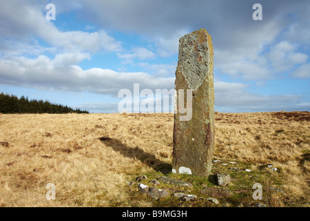 Maen Madoc pietra permanente. Il Maen Madog Stone si trova adiacente alla strada romana, Sarn Helen, il Brecon Beacons, South Wales, Regno Unito Foto Stock